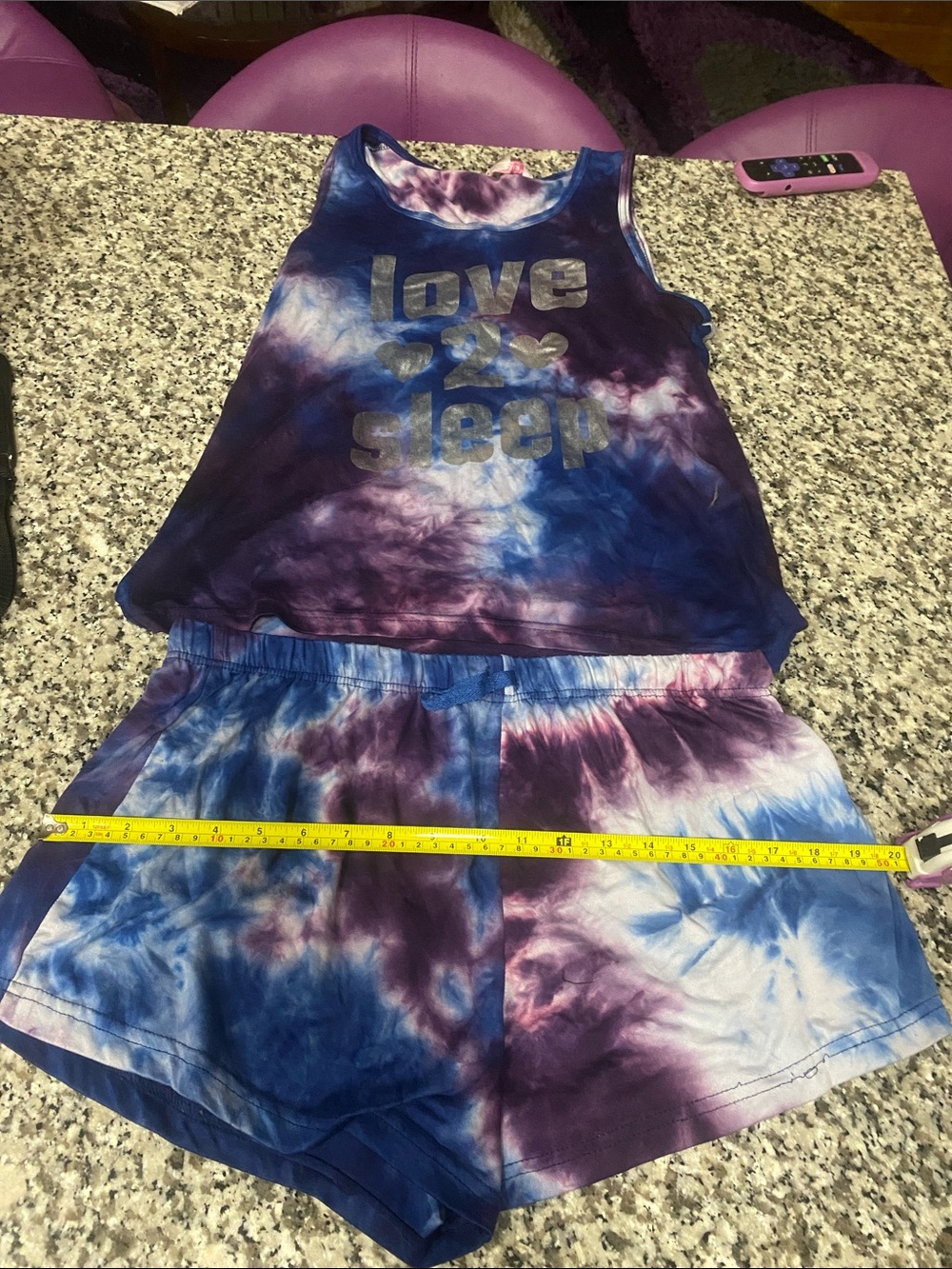 Justice Blue & Purple Tie-Dye Tank with Metallic 'Love 2 Sleep'